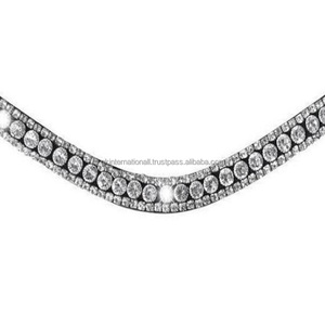 Bandas de cuero hechas a mano para cejas de caballo, con cristales de cinco filas, diseños personalizados, diamantes de imitación en todos los tamaños - Product Image 1