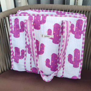 Sac fourre-tout pour femme en coton matelassé de qualité supérieure, couleur unie, avec fermeture à glissière, imprimé à la main, grand sac à main pour toutes les saisons - Product Image 1