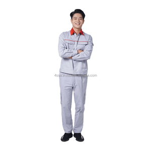 Durable Cotton Anti Shrink Workwear <b>Uniforms</b> Breathable Khaki Fabric Reflective Safety <b>Construction</b> Work Clothing 4SU - Product Image 2