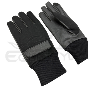 Guantes de equitación negros de dedo completo para hombre y mujer, con puño acanalado, antideslizantes, correa de muñeca ajustable, pantalla táctil, guantes ecuestres de invierno - Product Image 2