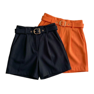 Shorts plissés décontractés pour femme, taille mi-haute, élégants, respirants, en satin, avec ceinture, style rétro américain, pour l'été - Product Image 4