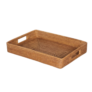 Eco Conscious Rattan Tray <b>Woven</b> Wood Serving Board for Morning Coffee Breakfast Tray Stylish Storage Home Art - Product Image 1