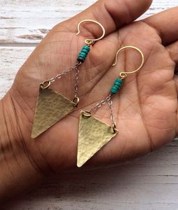 Butterfly Hammered Brass <b>Drop</b> Earrings Vintage Hoop For Wedding Festive Party Trending Women Ethnic Fashion Jewelry Statement - Product Image 6