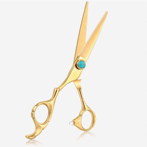 Tijeras de Barbero Profesionales Doradas, Hechas a Mano, de Acero Inoxidable, con Cuchilla Afilada, para Uso en Salón, para Diestros - Product Image 1