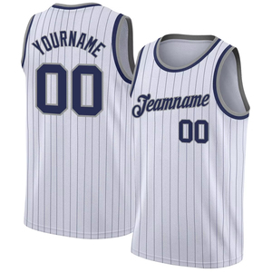 Camiseta de Baloncesto Sublimada Personalizada OEM con Rayas Blancas y Azules, de Secado Rápido, Malla Transpirable, Ropa Deportiva para Hombre - Product Image 5