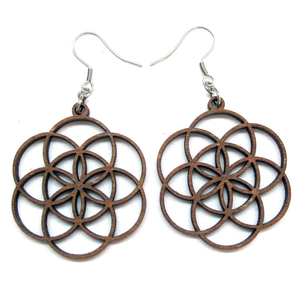 Boucles d'oreilles en bois au design antique, creuses, avec crochet, pour femme – Qualité admirable au meilleur prix - Product Image 1