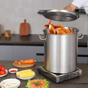 Olla de Cocina de Acero Inoxidable con Tapa, Olla Grande para Sopa, Compatible con Inducción, Ideal para Uso Doméstico y Comercial - Product Image 2