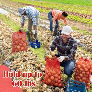 Sacs à oignons en filet réutilisables avec cordon de serrage, sacs de rangement respirants pour légumes frais, réutilisables avec cordon de serrage - Product Image 5