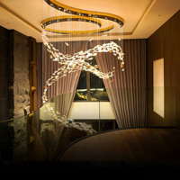 Lustre moderne de luxe, luminaire suspendu décoratif en verre LED pour plafond haut, entrée