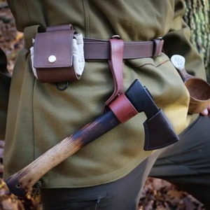 Handmade Industrial Grade <b>Axe</b> with High Carbon Steel Blade and Wooden Handle Leather Sheath 2Lb - Product Image 6