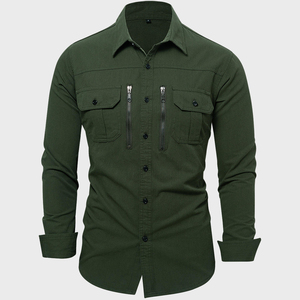 Camisa de trabajo de manga corta para hombre, talla grande, de algodón, con botones, cuello redondo, dos bolsillos, uniforme. - Product Image 6