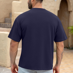 T-shirt Homme Oversize en Mélange de Coton Doux, Léger, Confortable, Coupe Décontractée, Col Ringer, Respirant, Décontracté Quotidien, Personnalisable OEM - Product Image 6