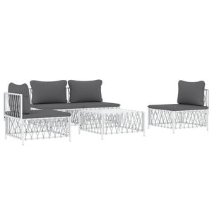 Set Lounge da Giardino Bianco e Grigio Scuro - Product Image 3