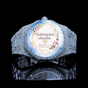 Reloj Inteligente Redondo de Acero Inoxidable con Gemas, Personalización Disponible, Joyería de Moda para Mujer - Product Image 2