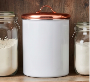 Enamel Food <b>Storage</b> Containers Set With Copper Lids Airtight Round Metal Canisters For Stylish Kitchen <b>Storage</b> Use - Product Image 4