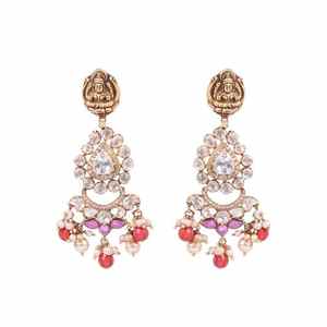 Aretes de plata de ley 925 Gajaah de aspecto elegante para mujer, conjunto de aretes colgantes para novia, joyería étnica. - Product Image 2