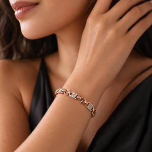 18K Rose Gold Diamond <b>Bracelet</b> for Women <b>Adjustable</b> Chain Minimalist Luxury Fine Jewelry Wedding Party Gift High Polish Finish - Product Image 6
