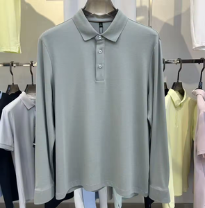 Polo de golf à manches longues en coton et élasthanne ultra-doux, style décontracté pour homme, avec logo brodé, confort satiné, automne/hiver - Product Image 2