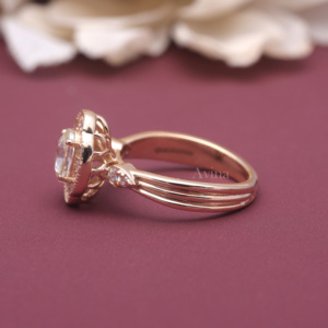 Bague de fiançailles ovale en diamant de laboratoire certifié IGI, halo, en argent sterling 925 massif, style vintage, avec bordure milgrain, pour femme - Product Image 6