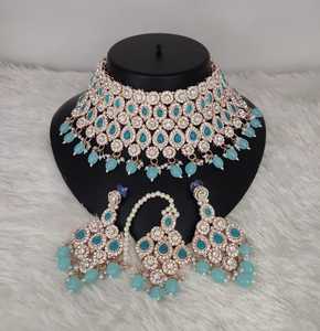 ชุดเครื่องประดับเจ้าสาวสไตล์ชาติพันธุ์ชุบทองคำสีกุหลาบประณีต ประดับเพชรซิร์คอน สร้อยคอแบบโชคเกอร์ ต่างหู และมงกุฎติกก้า สำหรับงานครบรอบแต่งงาน - Product Image 2