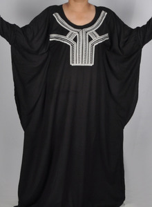 Choix de tissu écologique Bambou Coton Polyester belle couleur noire abaya personnaliser la taille et le design - Product Image 2