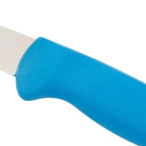 Couteaux à éplucher de cuisine à manche bleu avec lame pointue argentée, poignée incurvée et protège-doigts pour l'épluchage des fruits et la découpe des légumes - Product Image 6