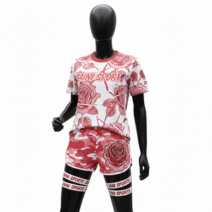 Ensemble t-shirt et short pour femme, tissu polyester et élasthanne haute élasticité, 200 GSM, vêtements de sport légers, logo personnalisé, ensembles pour femmes - Product Image 3