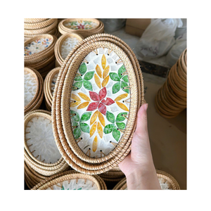 Mother of Pearl Inlay <b>Rattan</b> Bag <b>Rattan</b> Bag Vintage <b>Rattan</b> <b>Box</b> Bag - Product Image 3