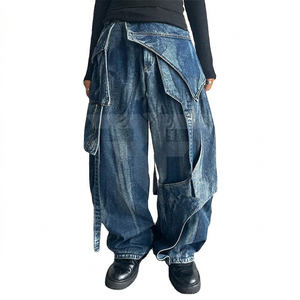 Pantalones Cargo para Hombre, Lavado Intenso Personalizado, Jeans Azules de Pierna Ancha, Pantalones Cargo de Alta Calidad - Product Image 1