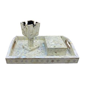 Brûleur d'encens Bakhoor en nacre de Dubaï, Émirats Arabes Unis, avec plateau et boîte de rangement, idéal pour le Ramadan et l'Aïd, vente en gros au Vietnam - Product Image 3