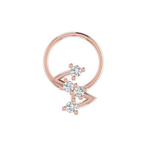 เครื่องประดับเจาะสีทอง14K 0.07ct หมุดจมูกเพชรธรรมชาติแวววาวดีไซน์ประกายน้ำตก - Product Image 2