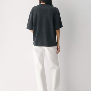 Camiseta Deportiva Negra, Holgada, Talla Grande, 100% Algodón Tejido, Transpirable, Manga Corta, Verano, Unisex, Lavado Ácido - Product Image 2