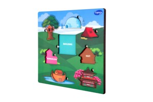 Rompecabezas de construcción de madera Toysaga para niños de 2 a 4 años, juguete educativo con casas y estructuras - Product Image 2