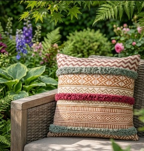 Funda de Cojín Tejida Clay Horizon con Encaje, Funda de Almohada Decorativa de Algodón para Sofá, Cama y Decoración del Hogar - Product Image 3