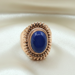 Vintage Lapis Lazuli <b>Ring</b> 925 Sterling <b>Silver</b> Rose Gold Yellow Gold Plated Handmade Statement Jewelry Boho Artisan <b>Ring</b> <b>for</b> <b>men</b> - Product Image 4