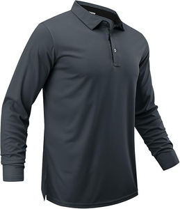 Chemises polo tactiques à manches longues en piqué, 100% polyester, OEM, chemise tactique décontractée pour homme, anti-rides, séchage rapide, performance - Product Image 6