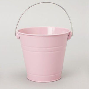 Cubo Decorativo Redondo de Metal Rosa de Lujo con Asa, Cubo Pequeño de Acero Galvanizado, Herramienta de Limpieza para el Hogar - Product Image 1