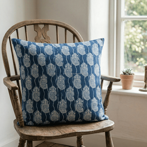 Housse de coussin traditionnelle à motifs floraux imprimés à la main, 20x20, en coton, pour décoration de ferme, taie d'oreiller indienne imprimée au bloc - Product Image 6