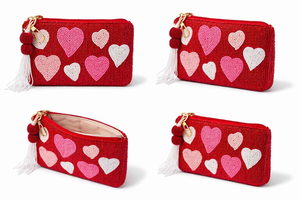 <b>Cute</b> Heart Beaded Coin <b>Purse</b> Handmade High Quality Chain Strap Mini Wallet with Polyester Lining for Women Cards BY MULTI CRAFT - Product Image 3