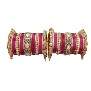 Gold Plated Meenakari <b>Bangles</b> <b>Set</b> with Crystal Stone and Pearl 10575603PK_2.6 Crystal Bracelets - Product Image 2