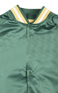 Premium Unisex Green Satin Varsity <b>Jacket</b> with Snap Button Closure Rib Knit Collar Cuffs Hem Lightweight Baseball Bomber <b>Jacket</b> - Product Image 5