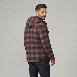 Men's Plaid Fleece Hooded Shirt <b>Jacket</b> With Zipper Closure And Chest Pockets Winter <b>Flannel</b> <b>Jackets</b> Men Winter Style Plaid Shirt - Product Image 2