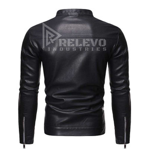 High Street Men's Gothic Biker <b>Jacket</b> <b>Punk</b> Leather Winter Eco-friendly Solid Zipper Silver Skull Cross Hardware Slim Fit Stand - Product Image 6