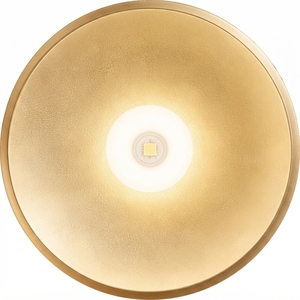 Applique murale LED ronde moderne avec abat-jour en métal ambré, lumière blanc chaud (3500K), construction en aluminium pour une utilisation en intérieur dans le salon, la chambre à coucher - Product Image 1