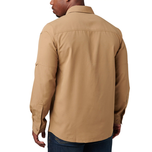 Chemise tactique homme à manches longues 100 % coton respirante infroissable unie pour l'été, idéale pour la randonnée, l'escalade, la chasse et les occasions formelles - Product Image 1