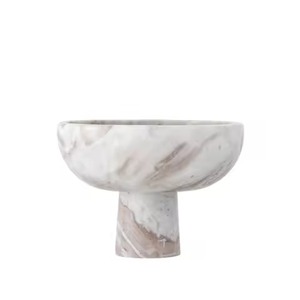 Bol sur piédestal en marbre blanc de luxe, centre de table en pierre naturelle sur pied, bol de décoration d'intérieur en gros à prix abordable - Product Image 1