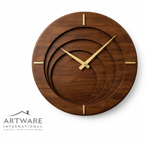 Reloj de pared ovalado de madera de lujo con manecillas de metal dorado, movimiento silencioso minimalista, diseño decorativo para el hogar, sala de estar u oficina. - Product Image 6