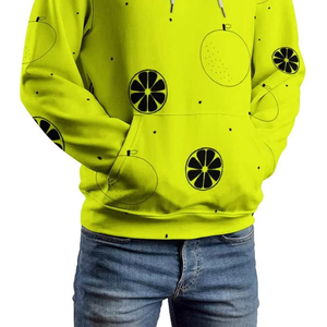 Men's Lime Green Hooded Windproof Fleece Sweatshirt Autumn Casual <b>Hip</b> Hop Style Polyester/Cotton Fabric - Product Image 5