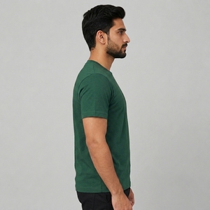 Vêtements décontractés respirants avec logo personnalisé, vente en gros, usine, service OEM pour hommes, coupe classique, tricot uni 100% coton - Product Image 3