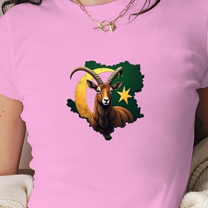Bandera marrón montaña cabra markhor moda mujer Camiseta corta - Product Image 2